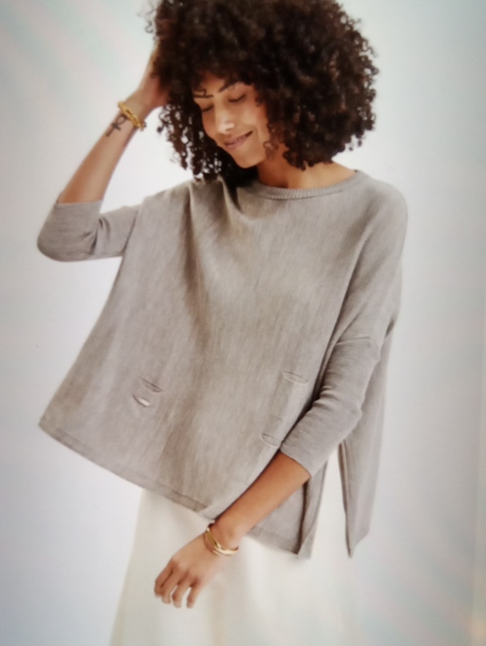 Mer Sea The Catalina Travel Sweater Driftwood Lagenlook  Relax Neutral Womens